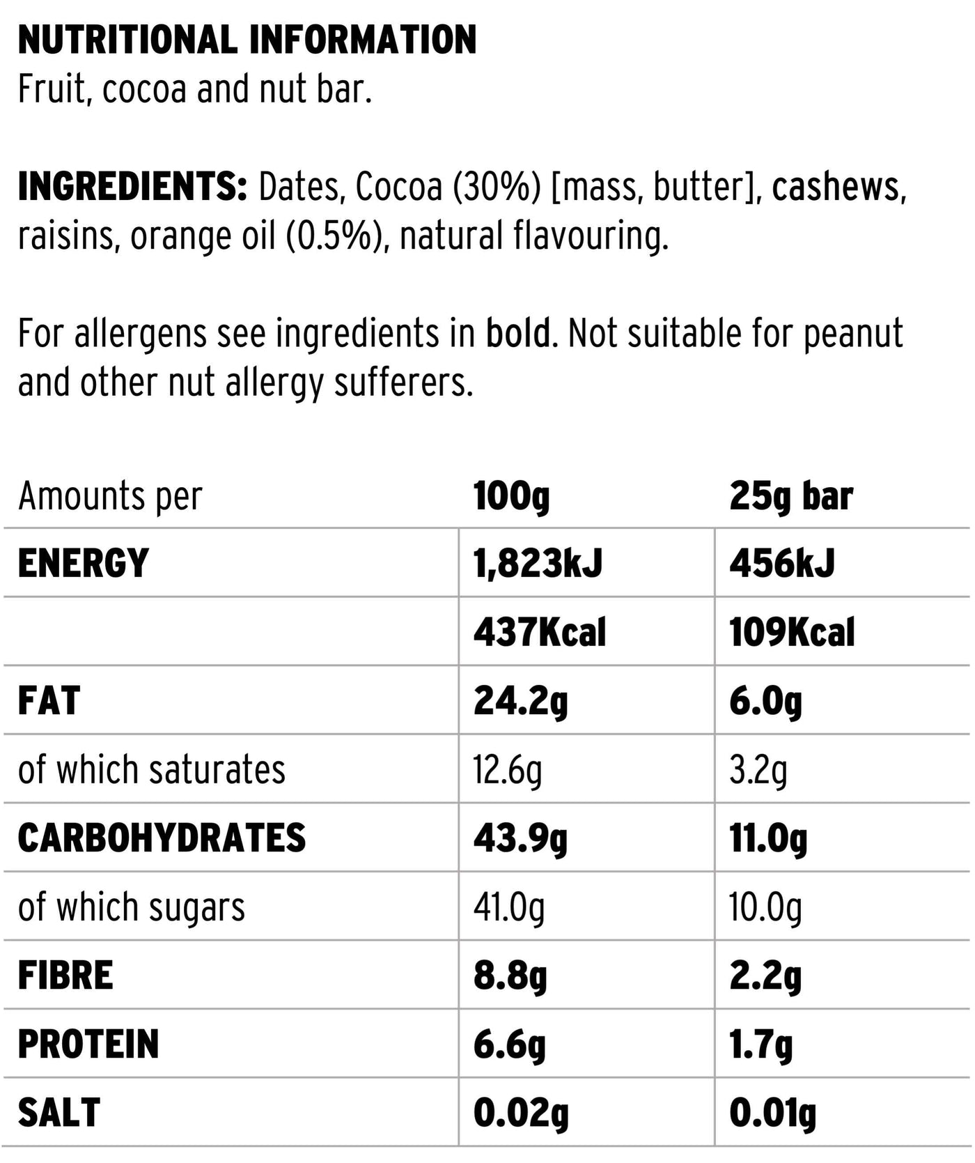 Resilient Nutrition Energy Bar Orange Cocoa