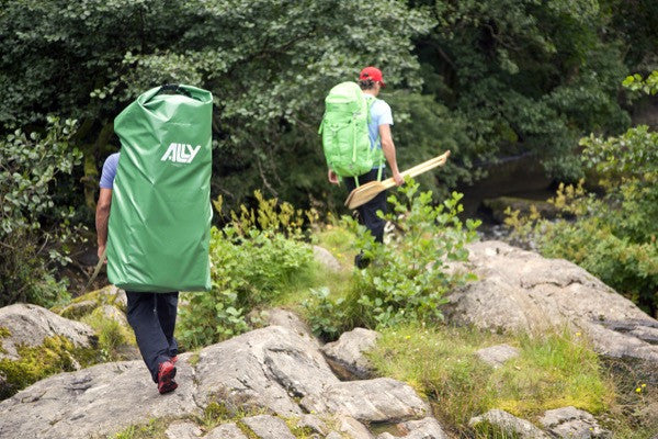 Bergans Ally Folding Canoe 16' Drk Green in a backpack